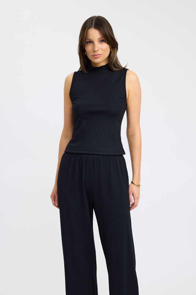 front Valley Tank Kookai Fitted Highneck Sleeveless Womens-Blouse 