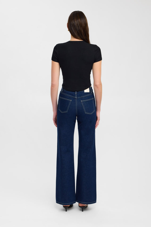 back Athena Tee Kookai Crew neck Fitted black womens-tees 