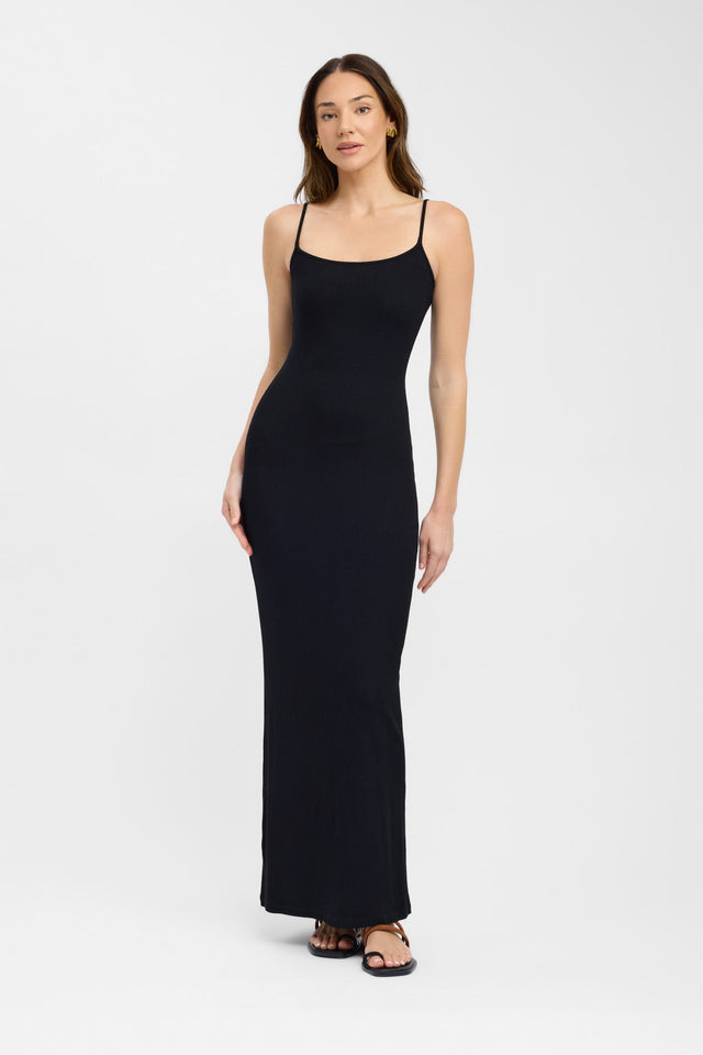 side Owen Dress Kookai Bodycon Maxi Fitted Scoopneck brown womens-dresses 