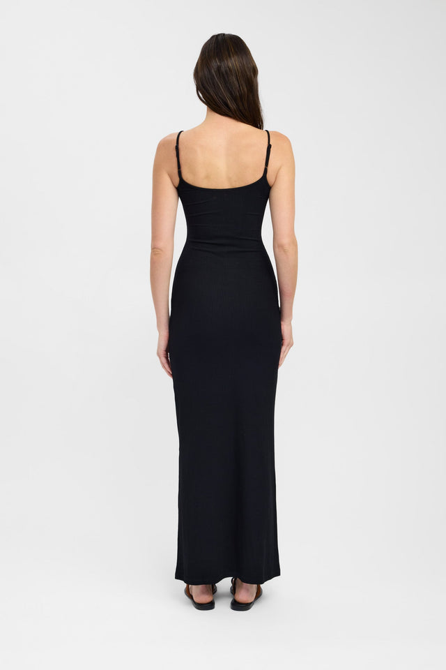 back Owen Dress Kookai Bodycon Maxi Fitted Scoopneck brown womens-dresses 