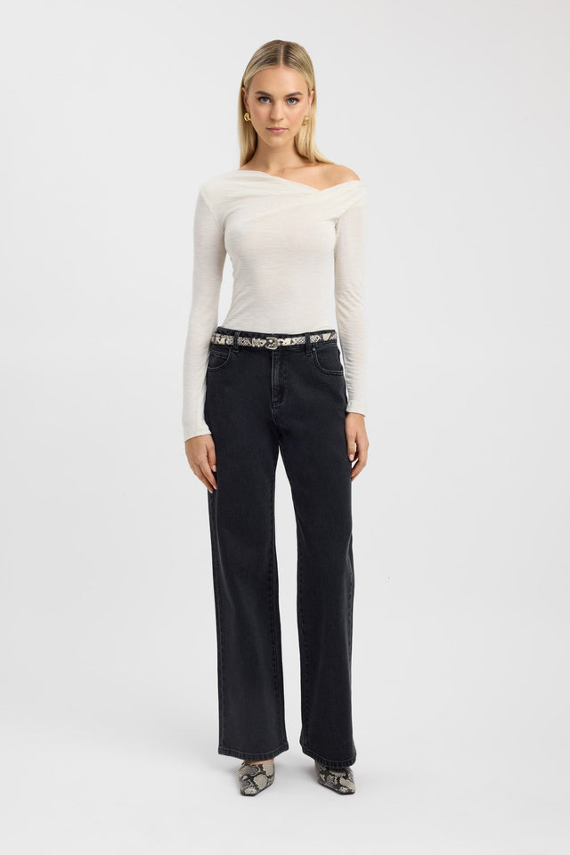 side Whistler Wool Top Kookai Fitted Asymmetry Long sleeve Womens-Blouse 