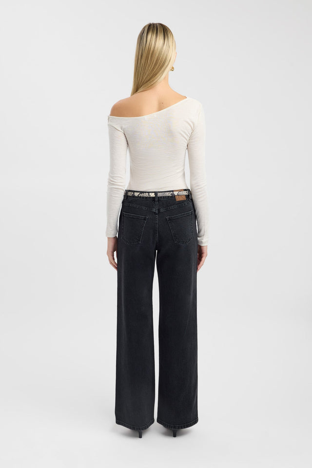back Whistler Wool Top Kookai Fitted Asymmetry Long sleeve Womens-Blouse 