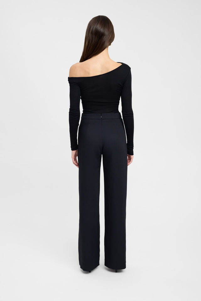 back Whistler Wool Top Kookai Fitted Asymmetry Long sleeve Womens-Blouse 