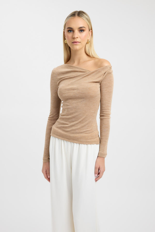 side Whistler Wool Top Kookai Fitted Asymmetry Long sleeve Womens-Blouse 