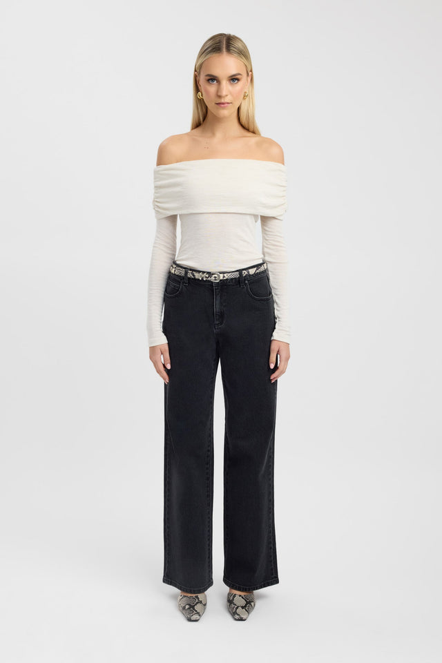 side Shiloh Fold Top Kookai Fitted Straight Long sleeve Womens-Blouse 