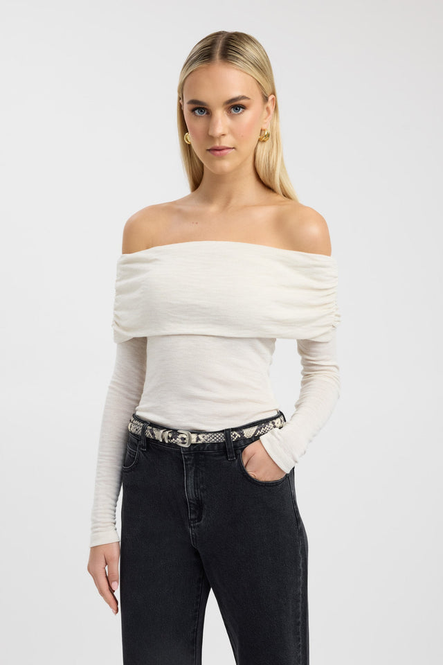 front Shiloh Fold Top Kookai Fitted Straight Long sleeve Womens-Blouse 
