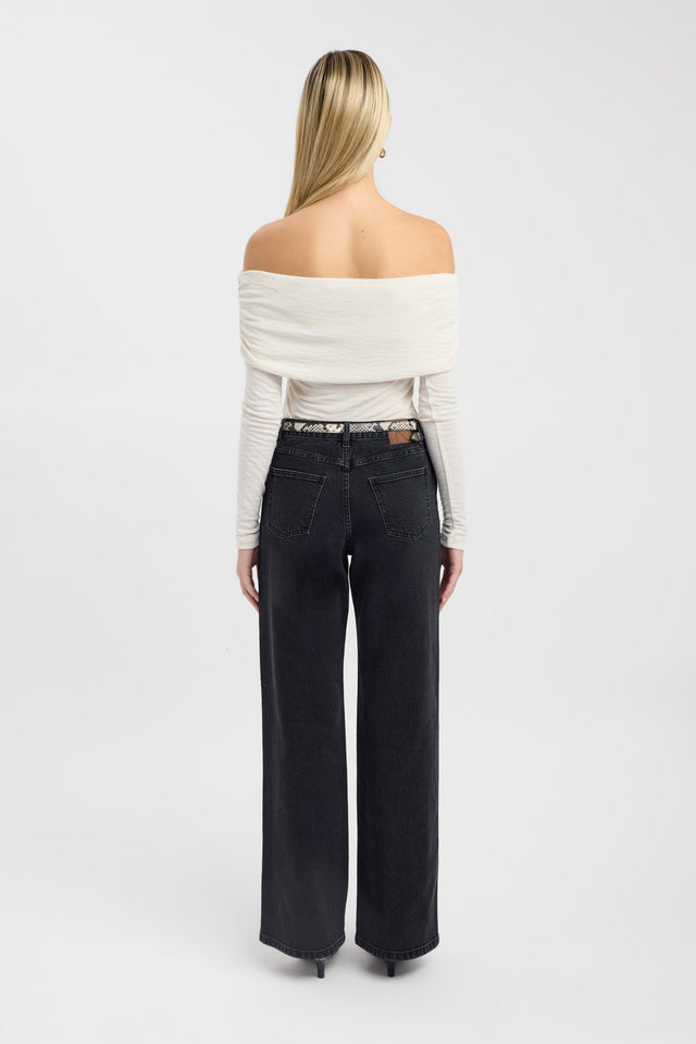 back Shiloh Fold Top Kookai Fitted Straight Long sleeve Womens-Blouse 