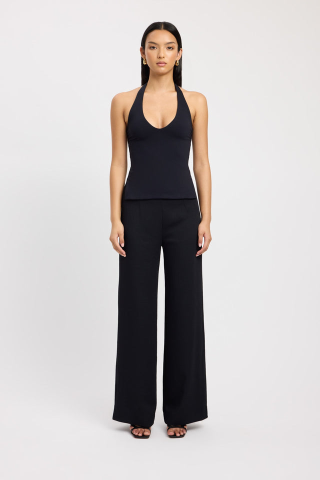 side Stella Halter Top Kookai Fitted Boatneck Sleeveless Womens-Blouse 