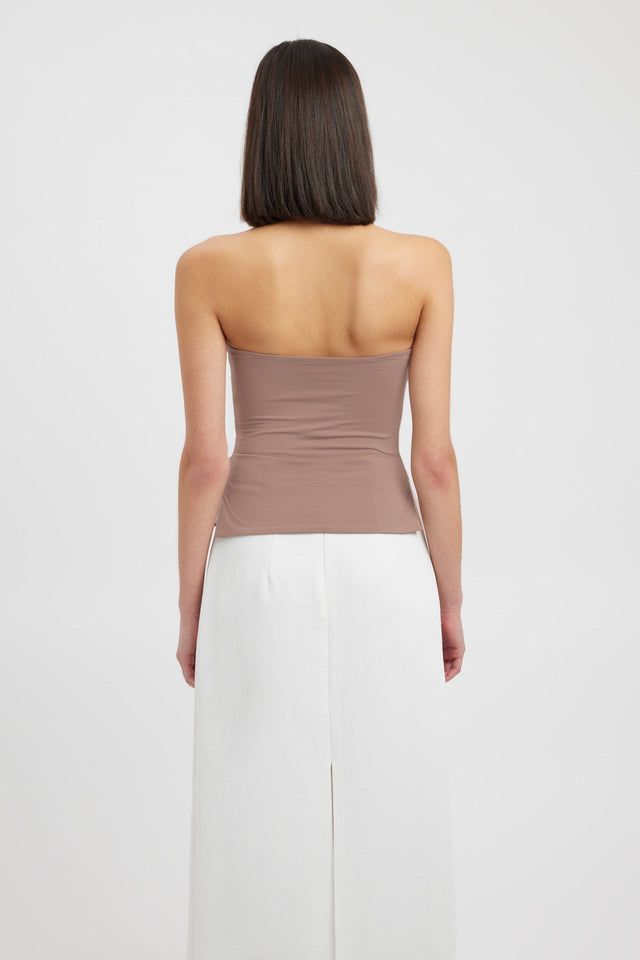 front Stella Halter Top Kookai Fitted Strapless white womens-singlets 