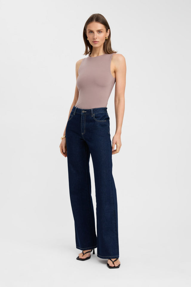 side Luca Top Kookai Fitted Roundneck Sleeveless Womens-Blouse 