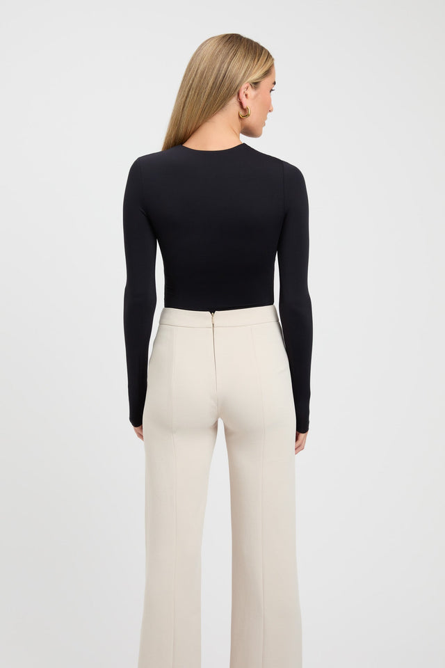 front Elina Long Sleeve Bodysuit Kookai Fitted Roundneck Long sleeve Womens-Blouse 