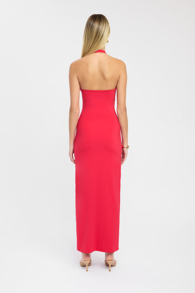 back Stella Halter Maxi Dress Kookai Bodycon Maxi Fitted Scoopneck darkblue womens-dresses 