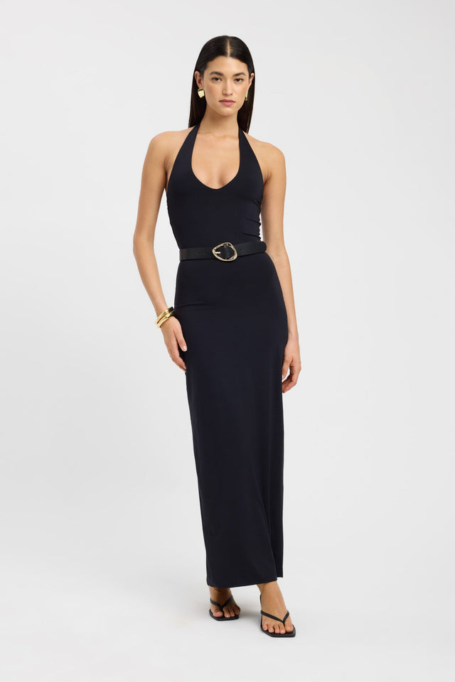 front Stella Halter Maxi Dress Kookai Bodycon Maxi Fitted Plungeneck brown womens-dresses 