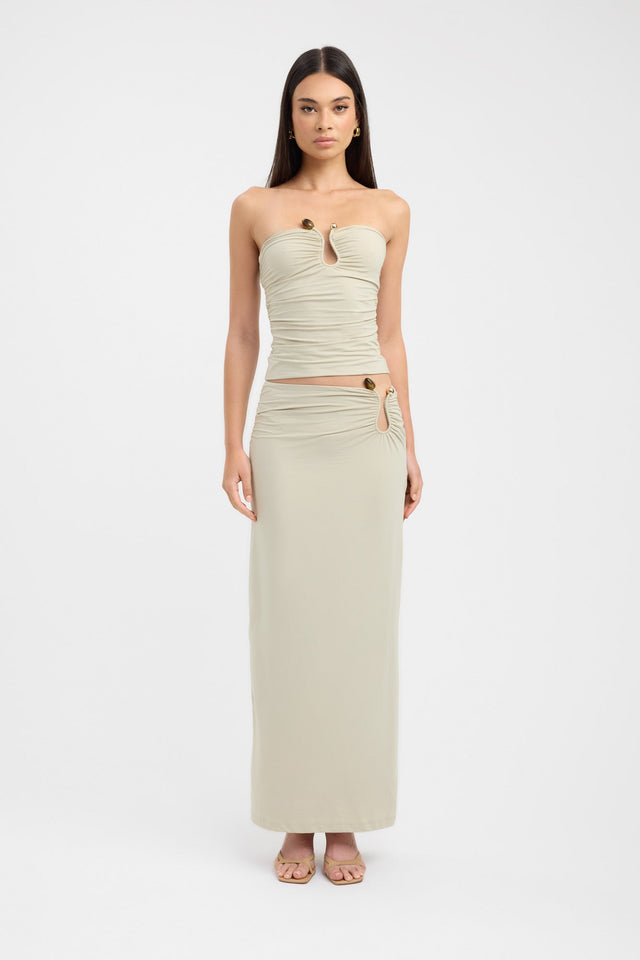 side Tayla Trim Maxi Skirt Kookai Straight Maxi beige womens-skirts 