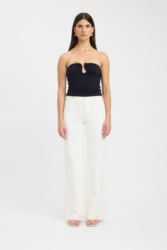 side Tayla Trim Top Kookai Fitted Sweetheart Sleeveless Womens-Blouse 