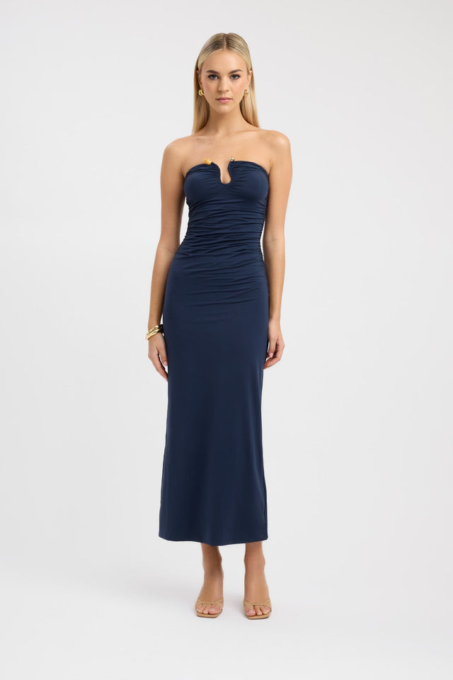 side Tayla Trim Maxi Dress Kookai Bodycon Maxi Fitted Sweetheart black womens-dresses 