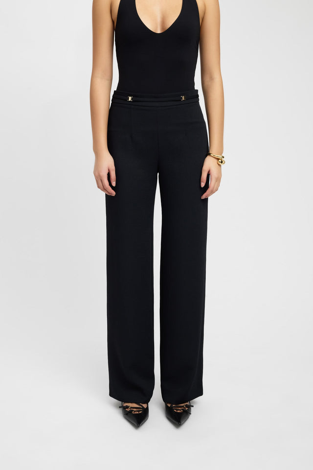 front Oyster Belt Detail Pant Kookai Wide-leg High-rise black womens-regular-pants 