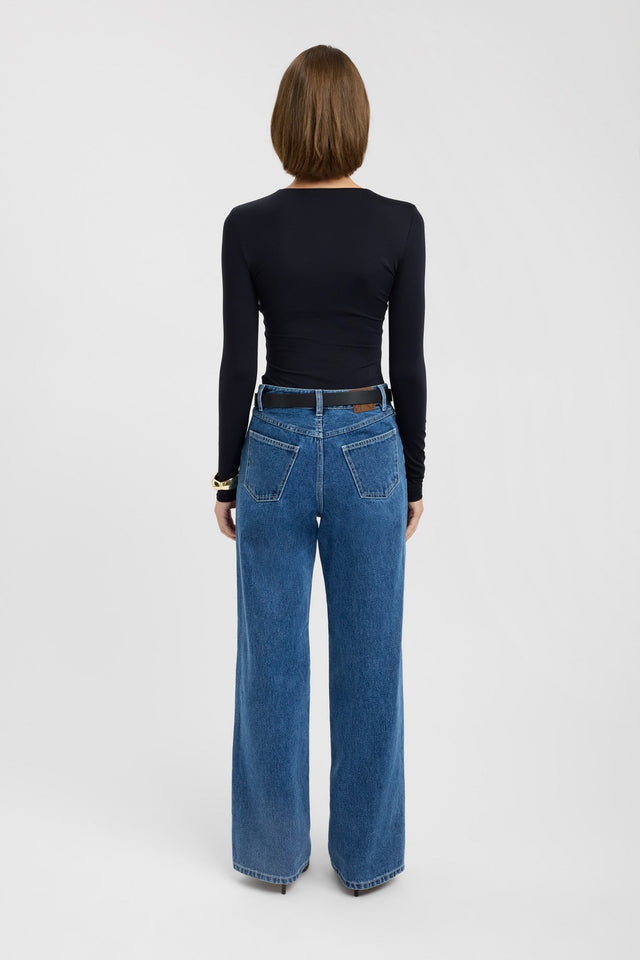 back Elina Long Sleeve Top Kookai Fitted Roundneck Long sleeve Womens-Blouse 