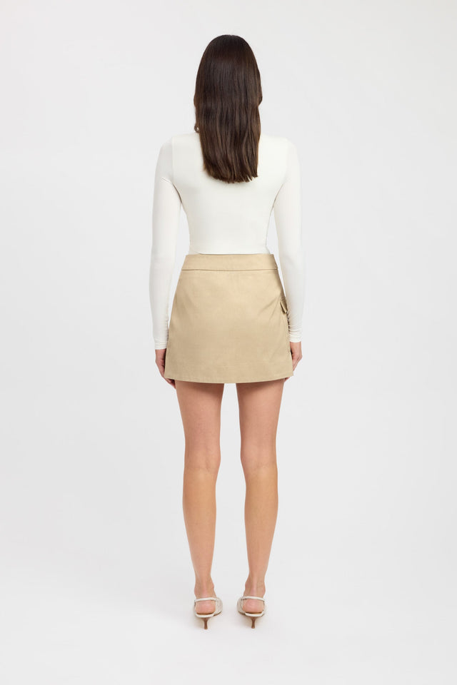 front Willa Mini Skirt Kookai Straight Mini beige womens-skirts 