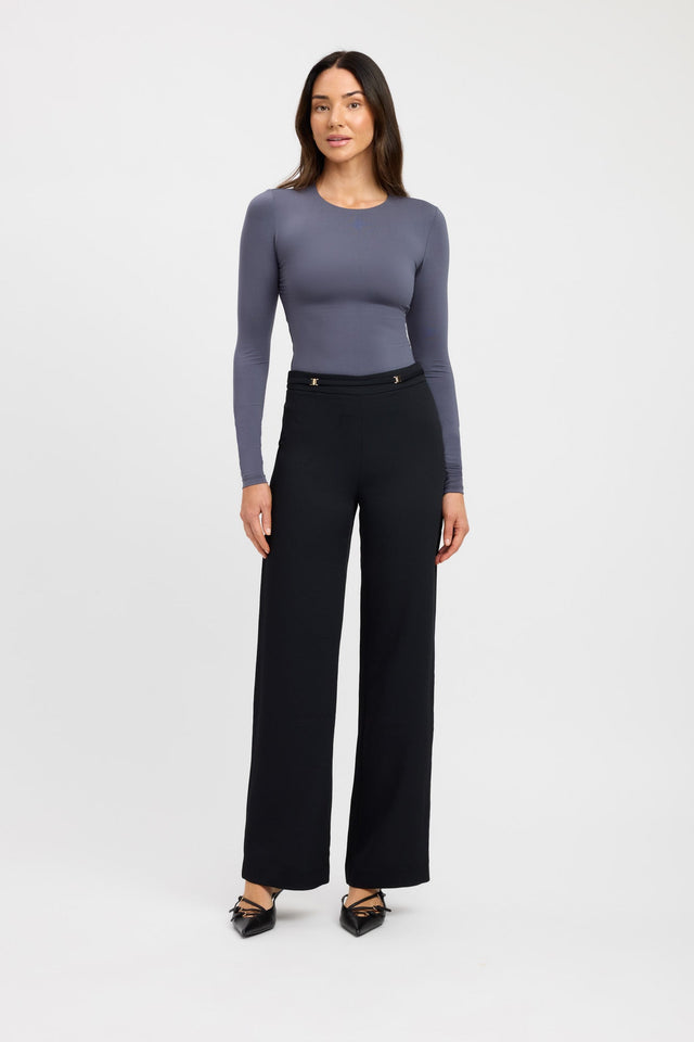 side Elina Long Sleeve Top Kookai Fitted Roundneck Long sleeve Womens-Blouse 