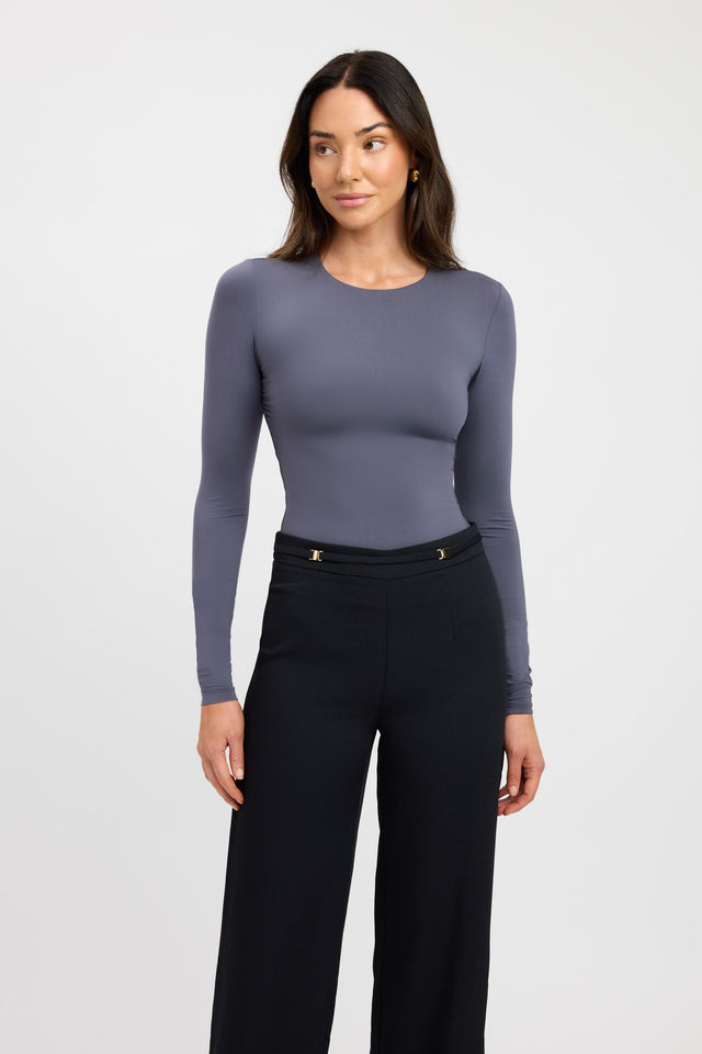 front Elina Long Sleeve Top Kookai Fitted Roundneck Long sleeve Womens-Blouse 