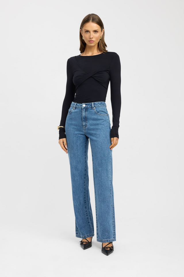 side Louisa Top Kookai Fitted Highneck Long sleeve Womens-Blouse 