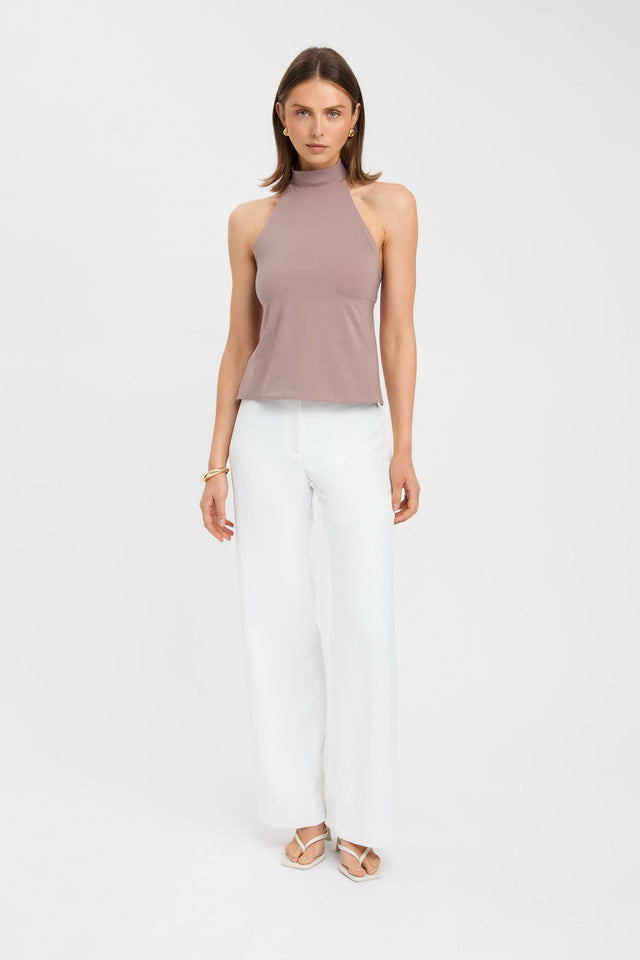 side Kaye Top Kookai Fitted Boatneck Sleeveless Womens-Blouse 