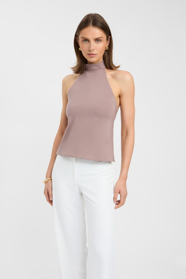 front Kaye Top Kookai Fitted Boatneck Sleeveless Womens-Blouse 