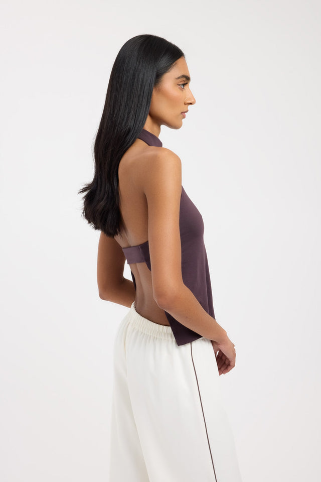 side Kaye Top Kookai Fitted Highneck Sleeveless Womens-Blouse 