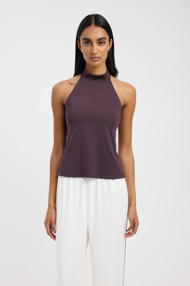 front Kaye Top Kookai Fitted Highneck Sleeveless Womens-Blouse 