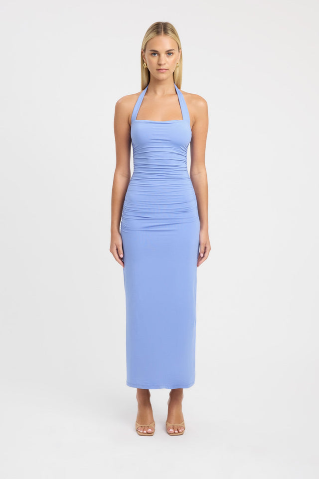 front Hailey Halter Dress Kookai Bodycon Maxi Fitted Squareneck brown womens-dresses 