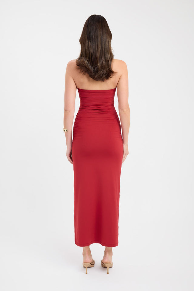 back Hailey Halter Dress Kookai Bodycon Maxi Fitted Squareneck brown womens-dresses 