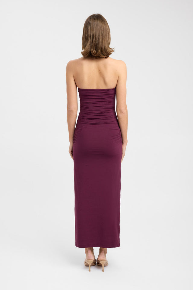 back Hailey Halter Dress Kookai Bodycon Maxi Fitted Squareneck brown womens-dresses 