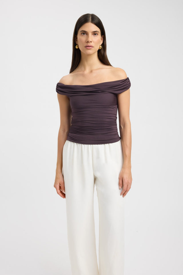 front Nina Top Kookai Fitted Cowlneck Short sleeves Womens-Blouse 