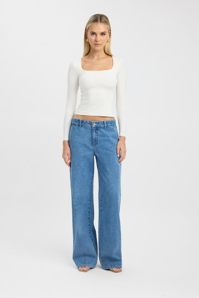 side Eden Long Sleeve Top Kookai Fitted Squareneck Long sleeve Womens-Blouse 