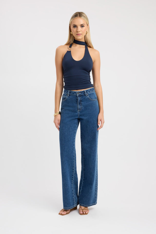 side Demi Top Kookai Fitted Scoopneck Sleeveless Womens-Blouse 