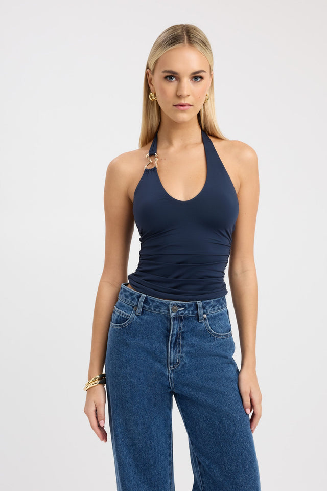front Demi Top Kookai Fitted Scoopneck Sleeveless Womens-Blouse 