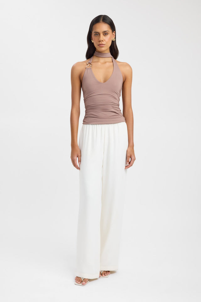 side Demi Top Kookai Fitted Plungeneck Sleeveless Womens-Blouse 