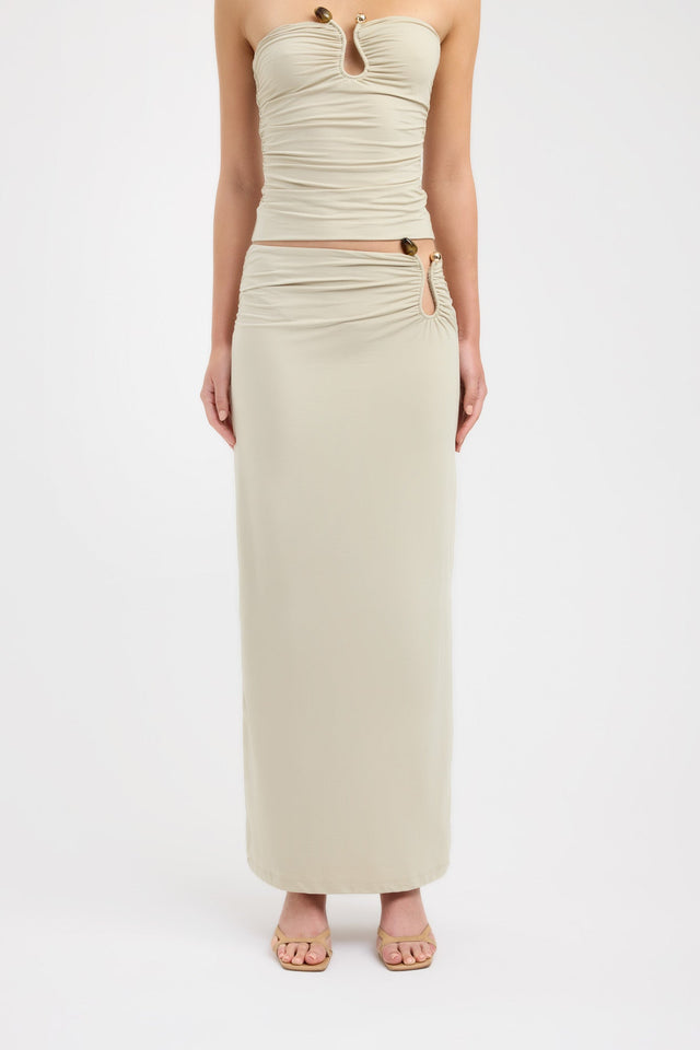 front Tayla Trim Maxi Skirt Kookai Straight Maxi beige womens-skirts 