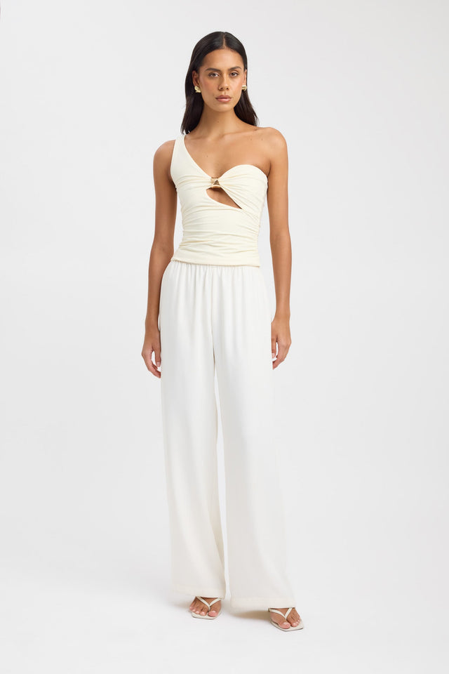 side Solene Top Kookai Fitted Asymmetry Sleeveless Womens-Blouse 