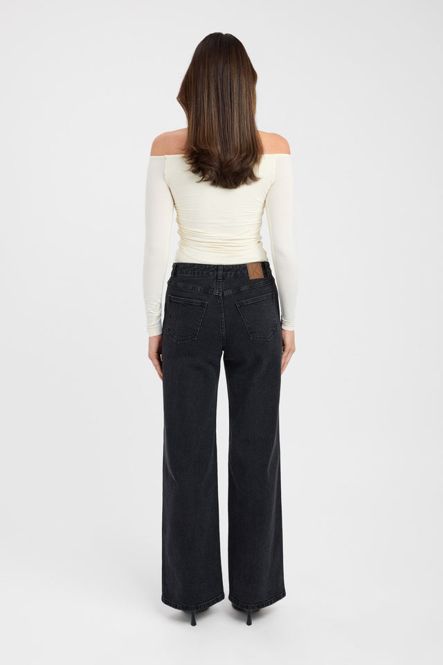 back Astrid Long Sleeve Top Kookai Fitted Plungeneck Long sleeve Womens-Blouse 