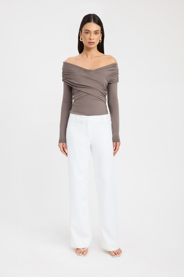 side Kalia Long Sleeve Top Kookai Fitted V-neck Long sleeve Womens-Blouse 