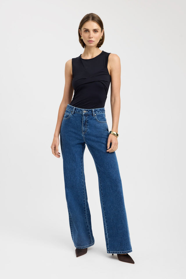 side Louisa Tank Kookai Fitted Roundneck Sleeveless Womens-Blouse 