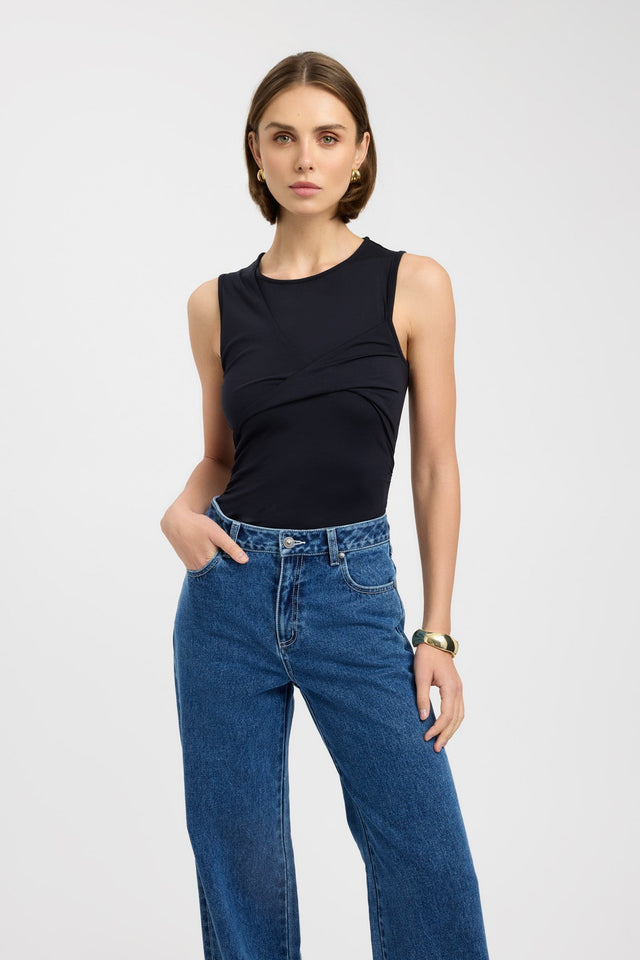 front Louisa Tank Kookai Fitted Roundneck Sleeveless Womens-Blouse 