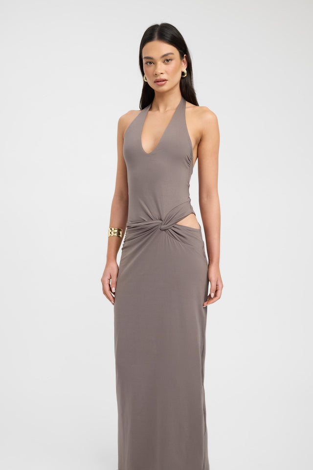 Rae Maxi Dress Kookai Bodycon Maxi Fitted V-neck grey womens-dresses 