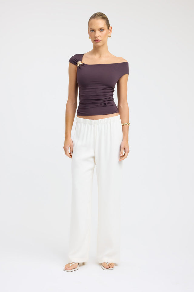 side Mara Top Kookai Fitted Asymmetry Short sleeves Womens-Blouse 