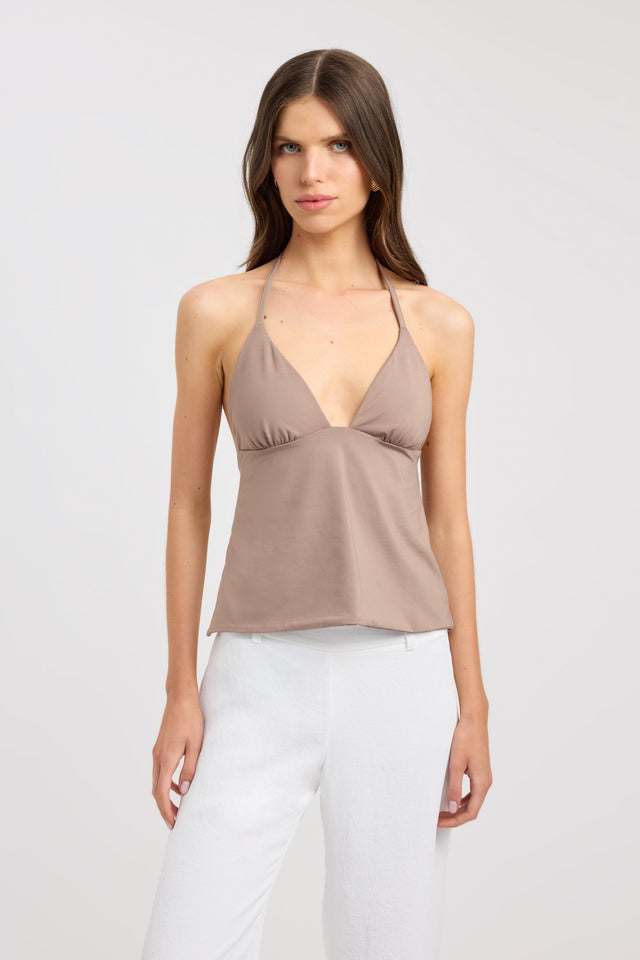 front Haven Top Kookai Fitted Plungeneck Sleeveless Womens-Blouse 