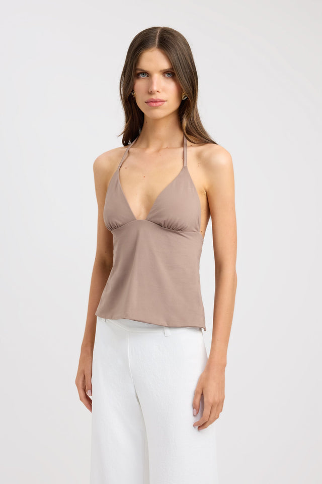 front Haven Top Kookai Fitted Plungeneck Sleeveless Womens-Blouse 