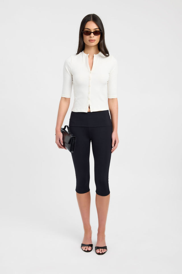 Discover the Rhode Capri womens regular pants featuring slim high-rise black on-body