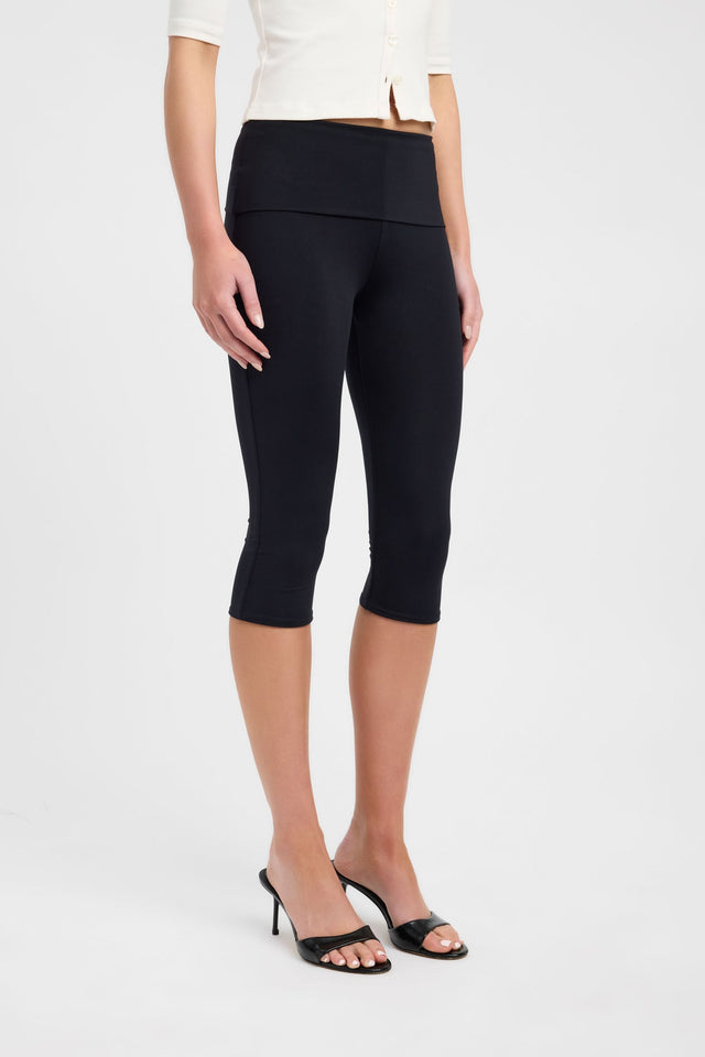 Showcasing Rhode Capri womens regular pants in slim high-rise black side
